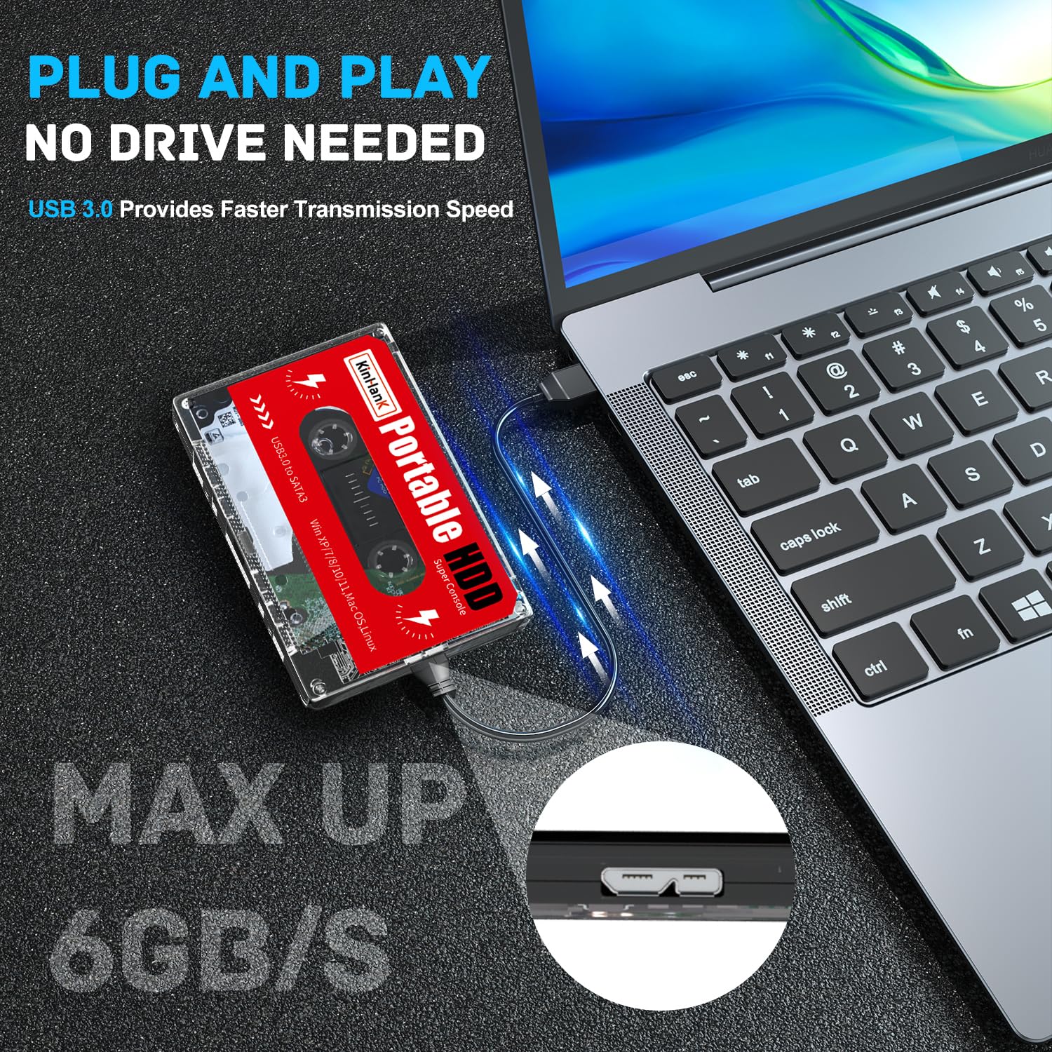 Kinhank 2TB External Hard Drive,Retro Game Console with 120000+